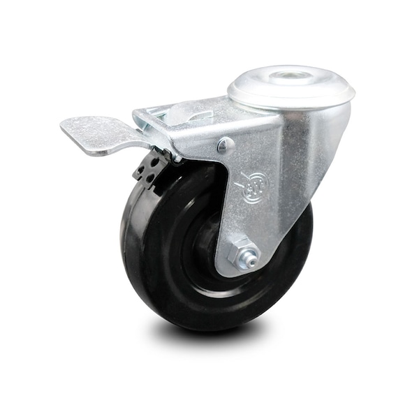 Service Caster 4 Inch Hard Rubber Wheel Bolt Hole Caster with Total Lock Brake SCC-BHTTL20S414-HRS - main